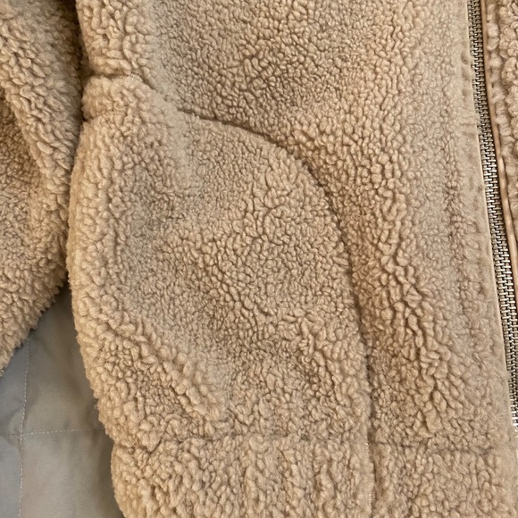 Abercrombie & Fitch Cream Taupe Colorblock Zip Up Sherpa Jacket - Picture 6 of 14